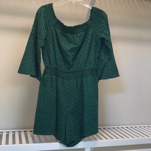 Green Eyelet Romper